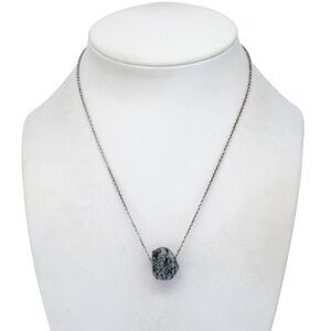 Estate Sterling Silver 925 with 1.5cm Natural Stone Bead Necklace 15.5"